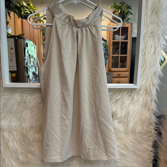 Grey Collective Tops - Grey Collective Beige Satin Sleeveless Blouse NWT Medium Quiet Luxury Top